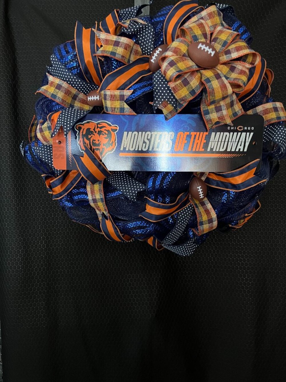 Chicago Bears Deco Mesh Football Wreath
